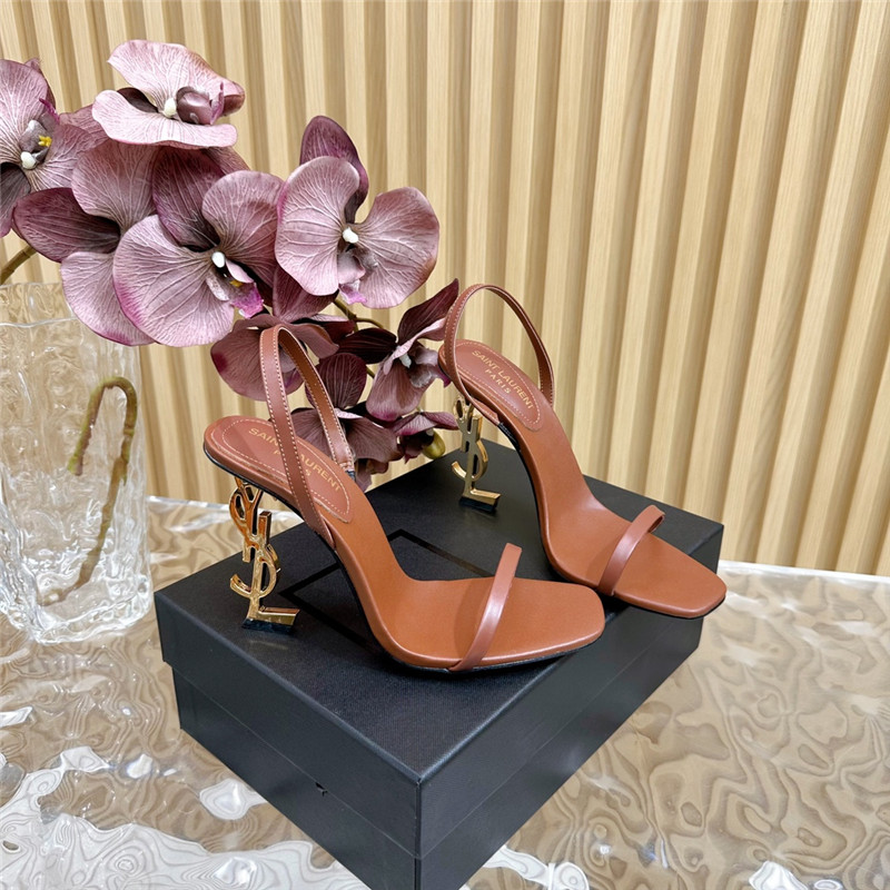 Sa1nt Lau*nt opyum slingback sandals caramel glazed leather