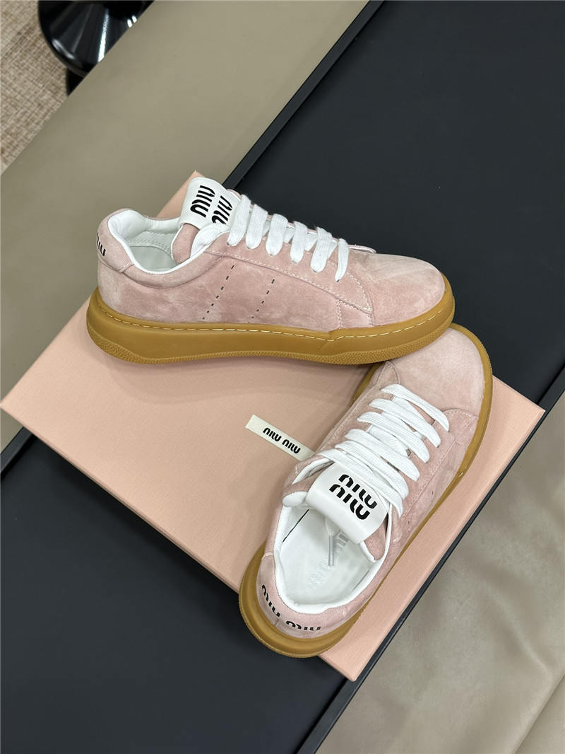 Miu Miu Pink Laced Low-Top Sneakers