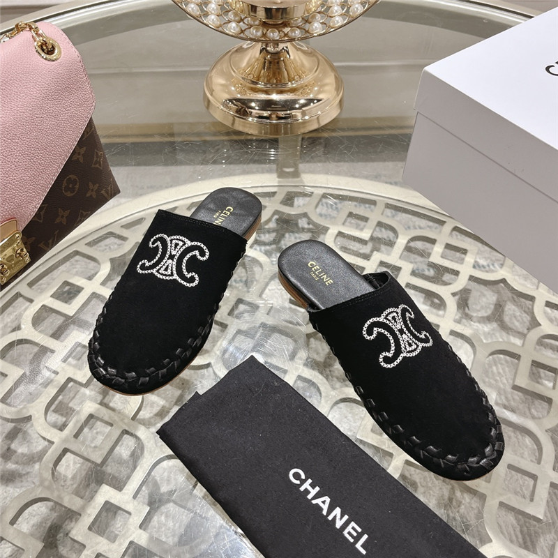Ce1i*e marlou triomphe mule black suede calfskin