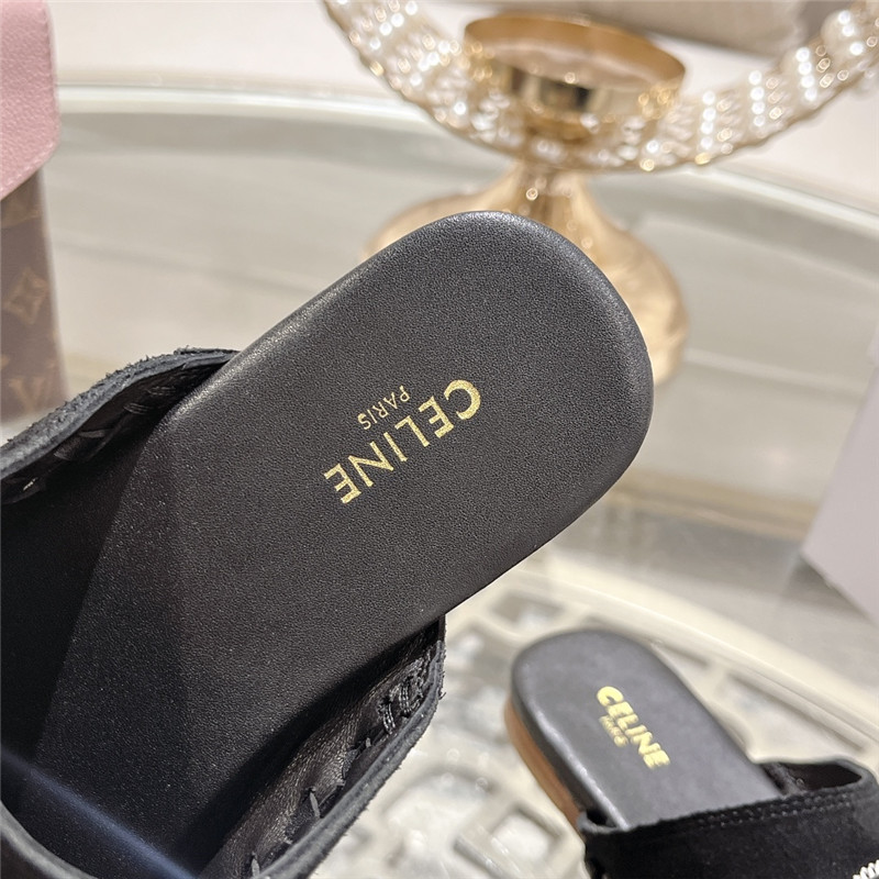 Ce1i*e marlou triomphe mule black suede calfskin