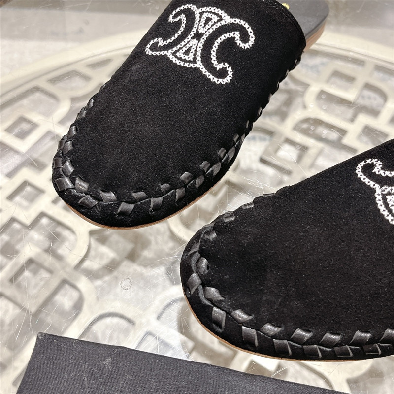 Ce1i*e marlou triomphe mule black suede calfskin