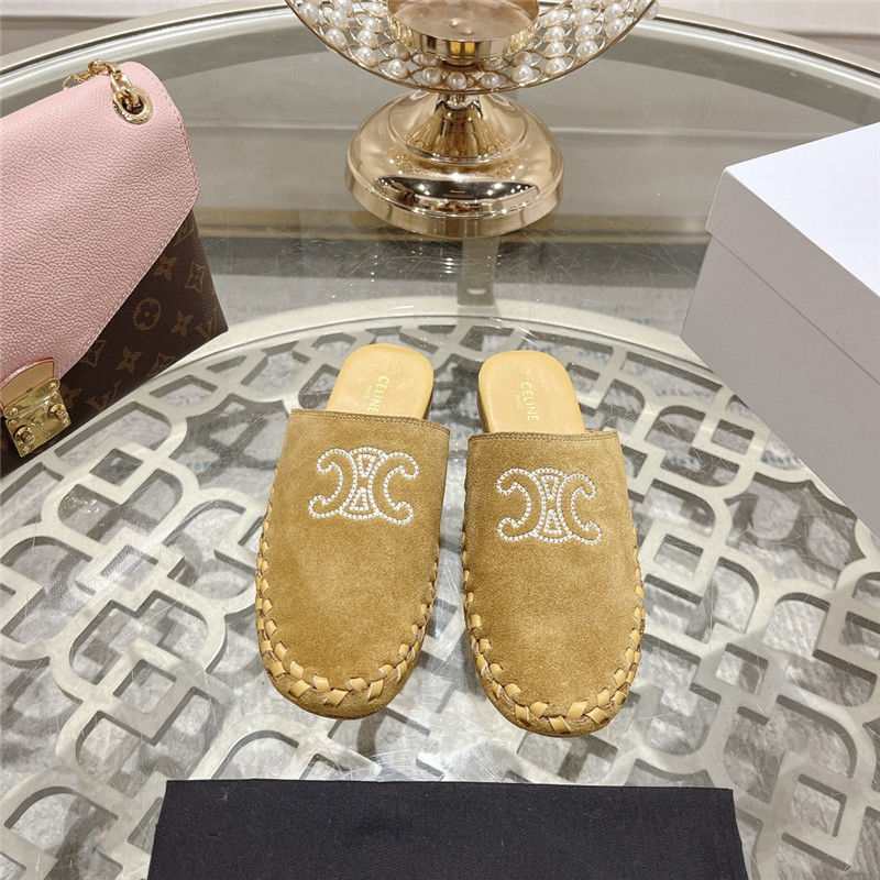 Ce1i*e marlou triomphe mule beige suede calfskin