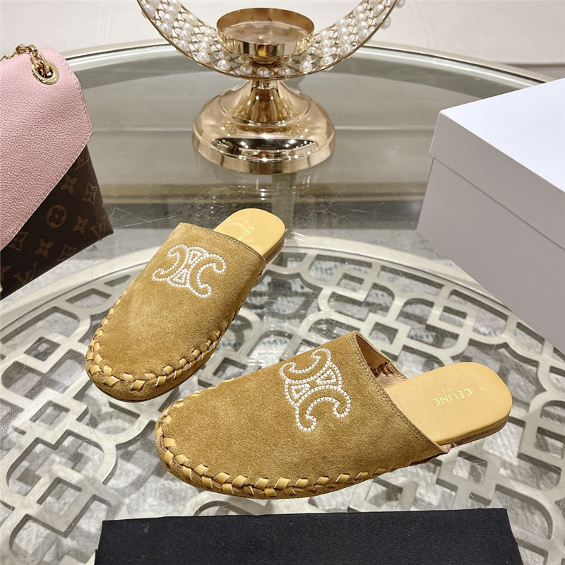 Ce1i*e marlou triomphe mule beige suede calfskin
