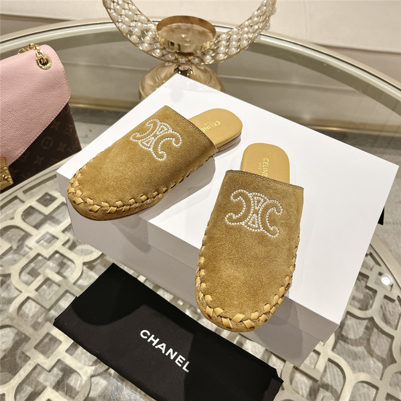 Ce1i*e marlou triomphe mule beige suede calfskin