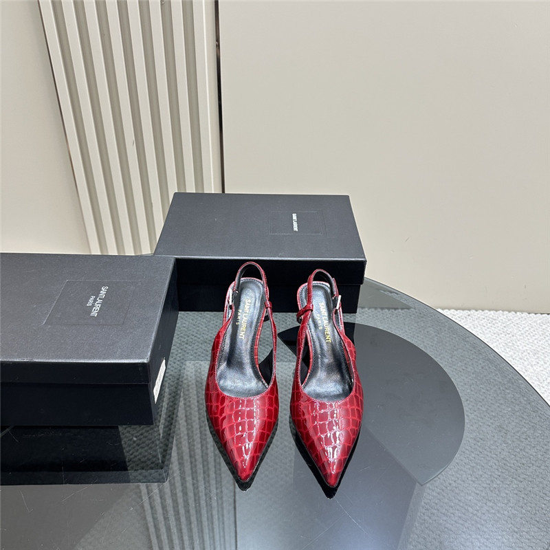 Sa1nt Lau*nt vendome slingback pumps in burgundy croco leather