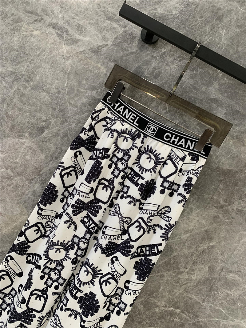 Ch**el elastic waist wide-leg pants replicas clothes