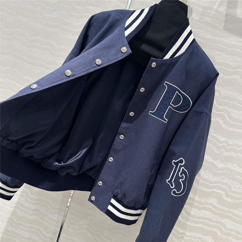 Pra*a ribbed baseball jacket replica clothing sites