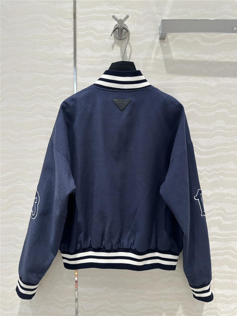 Pra*a ribbed baseball jacket replica clothing sites