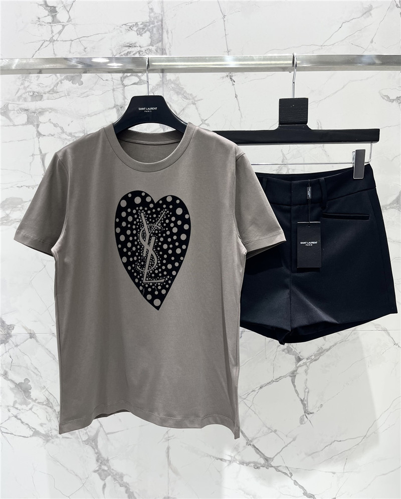 Y51 heart flocked cotton short sleeves replica d&g clothing