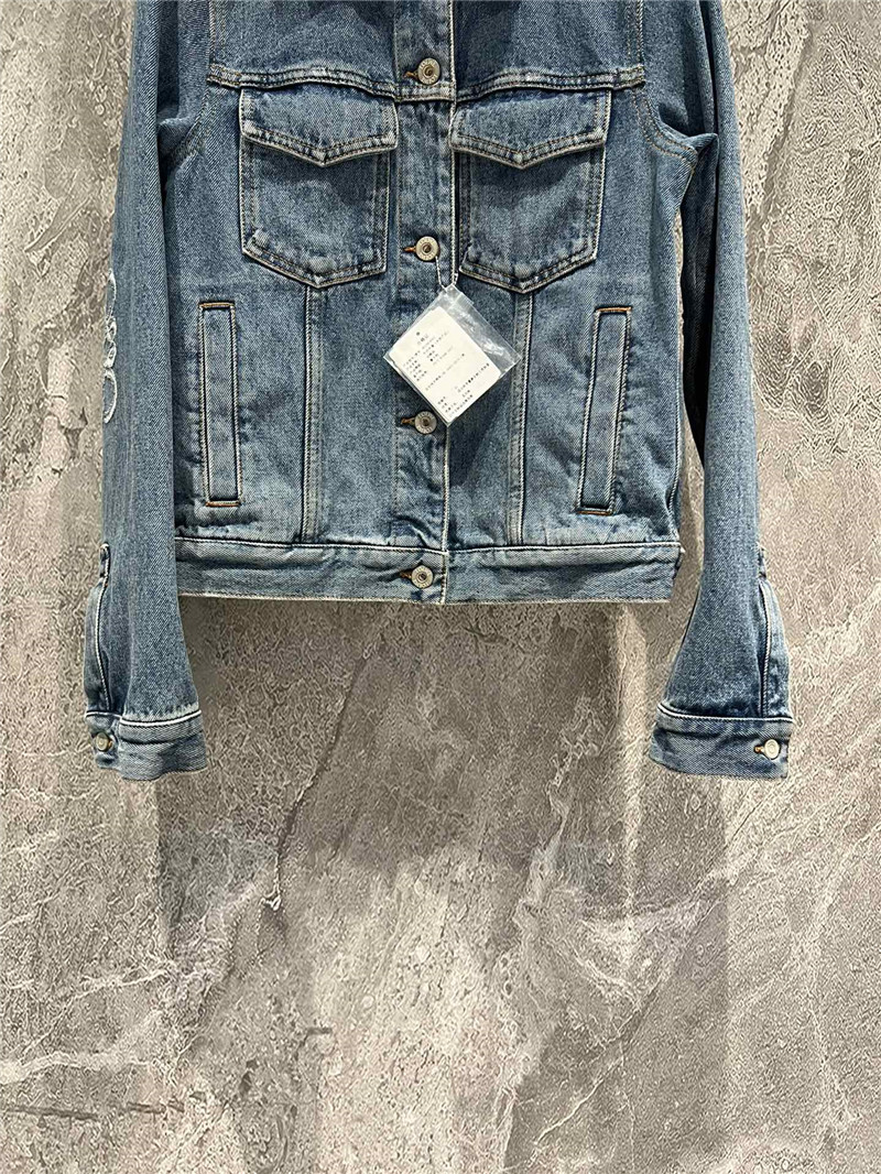 L0ew* burnt flower denim jacket cheap replica designer clothes