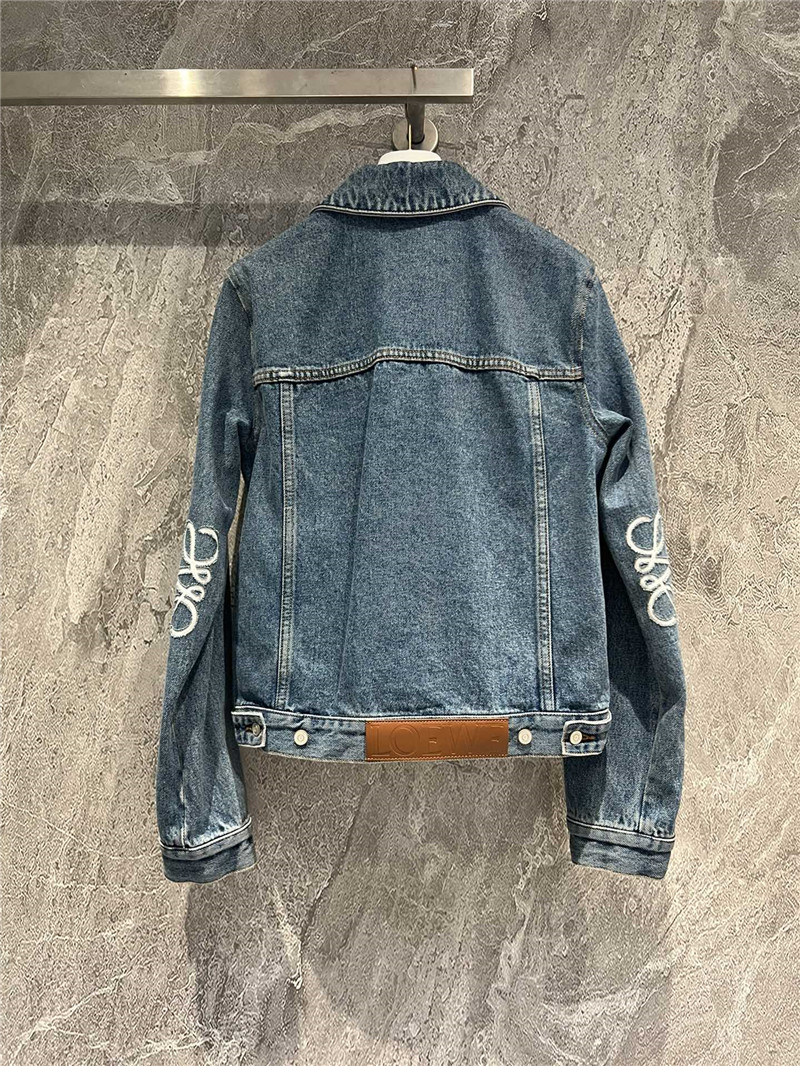 L0ew* burnt flower denim jacket cheap replica designer clothes