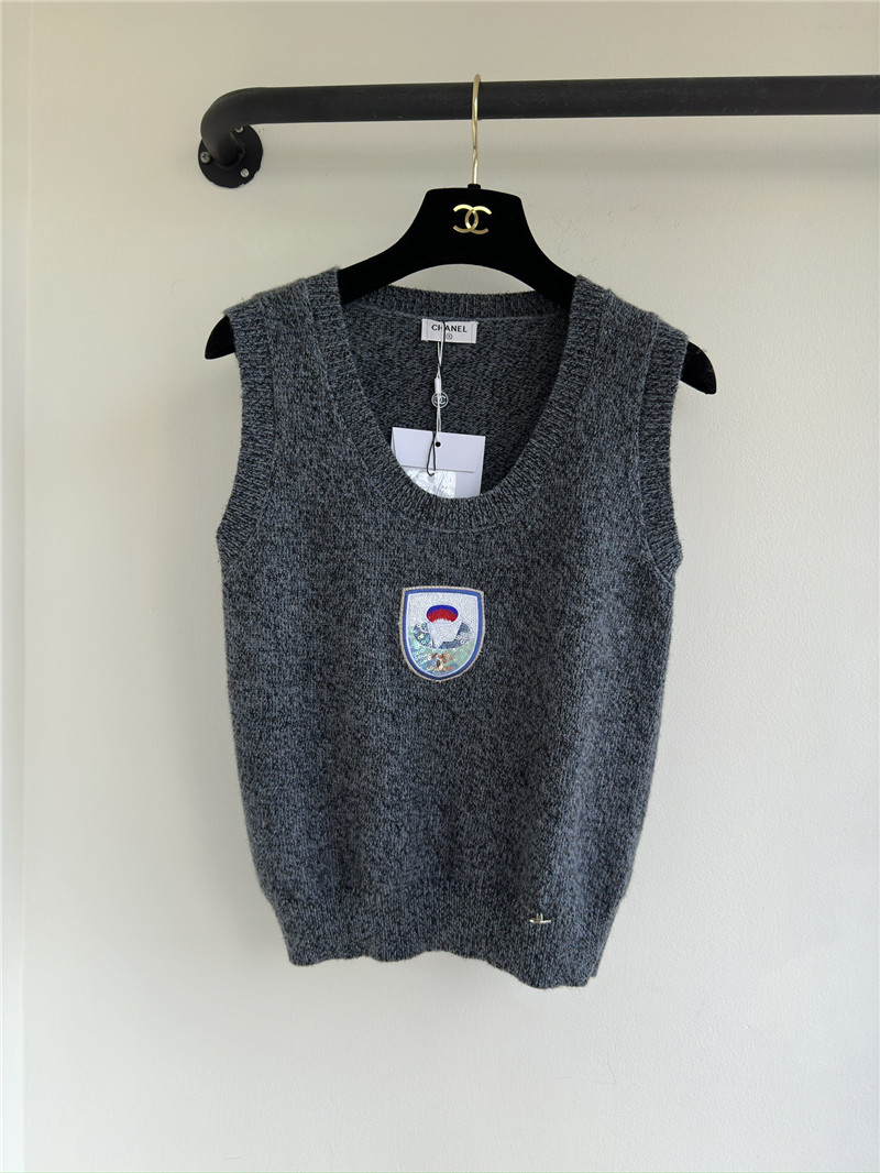 Ch**el embroidered sequined vest replica designer clothes