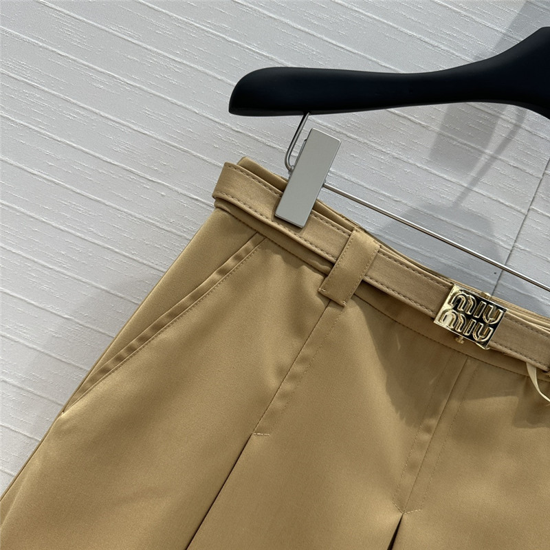 M1um1u khaki ultra-short pleated skirt replica clothing sites