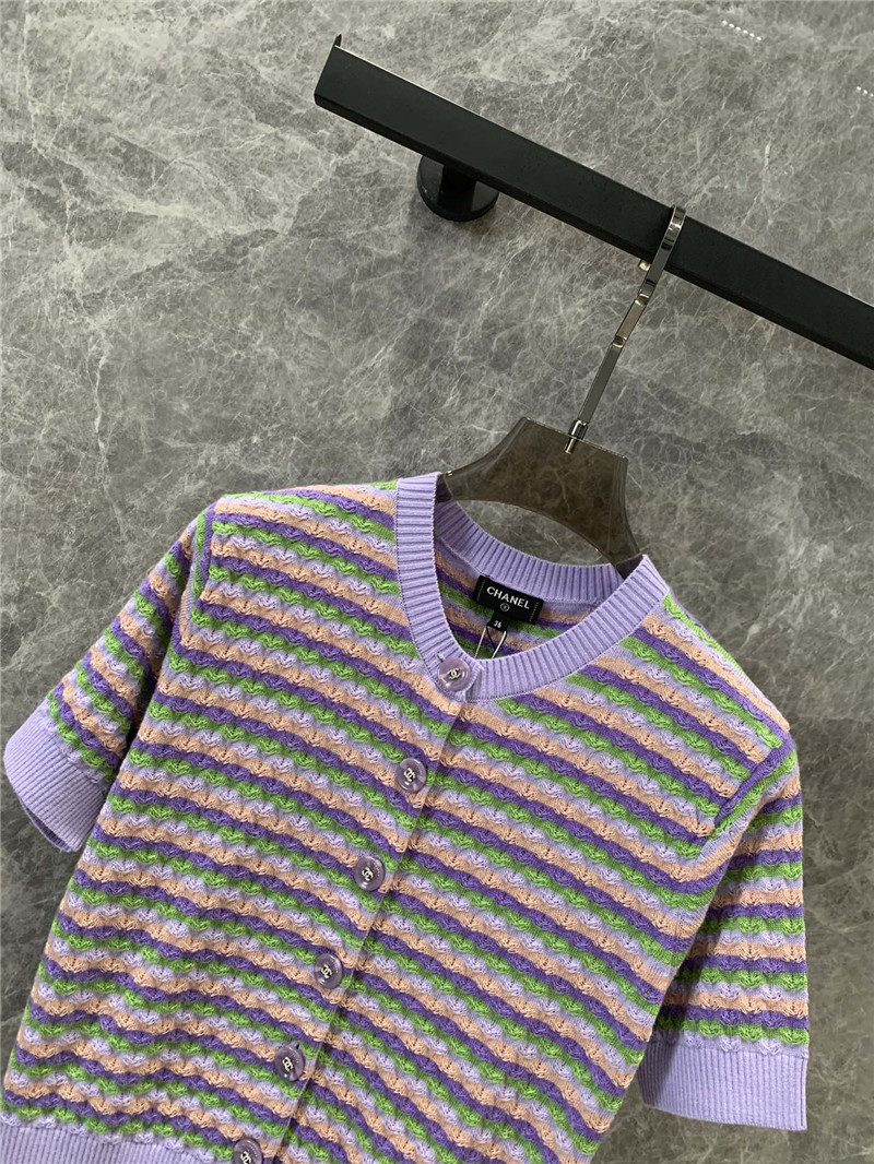 Ch**el striped open-chested short-sleeved top replica clothing