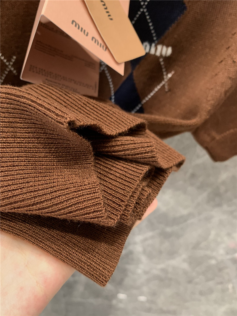M1um1u tea green knitted short-sleeved top replica clothes
