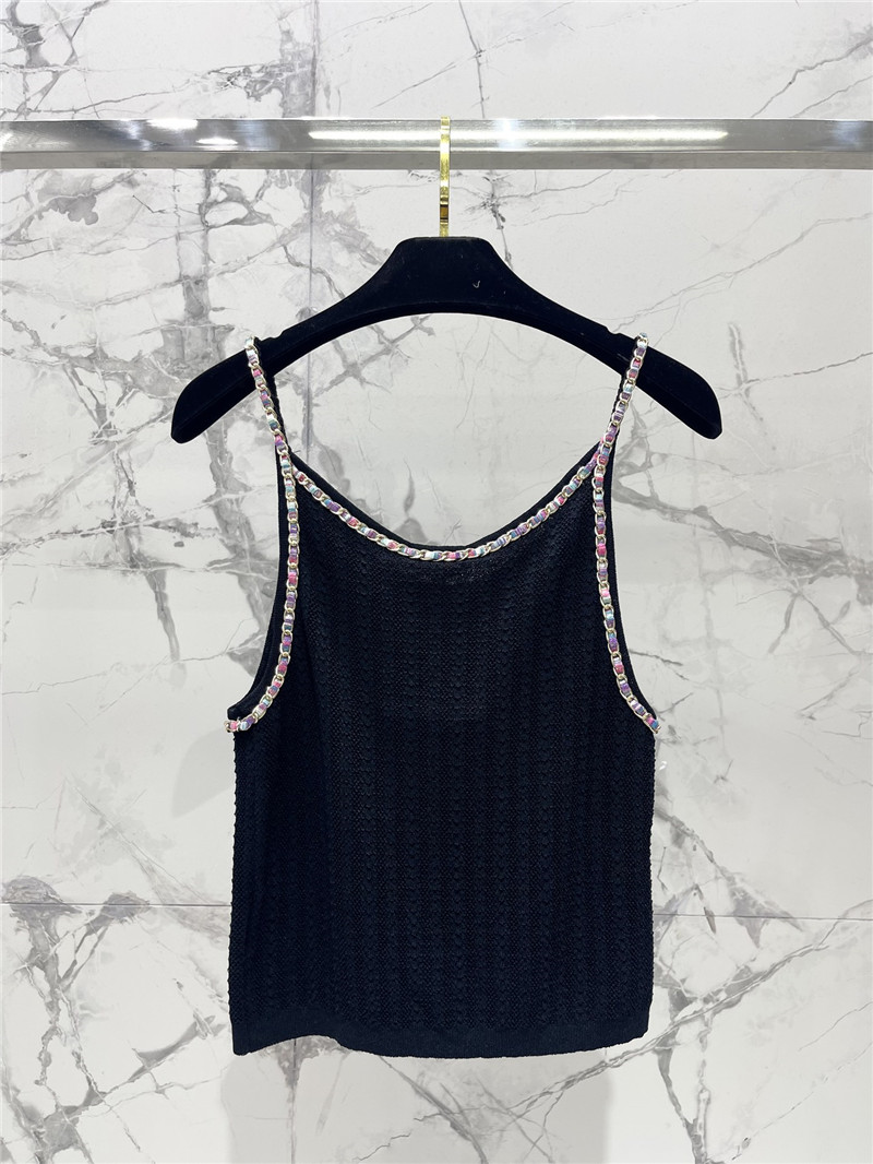 Ch**el double c color chain knitted camisole replica clothes