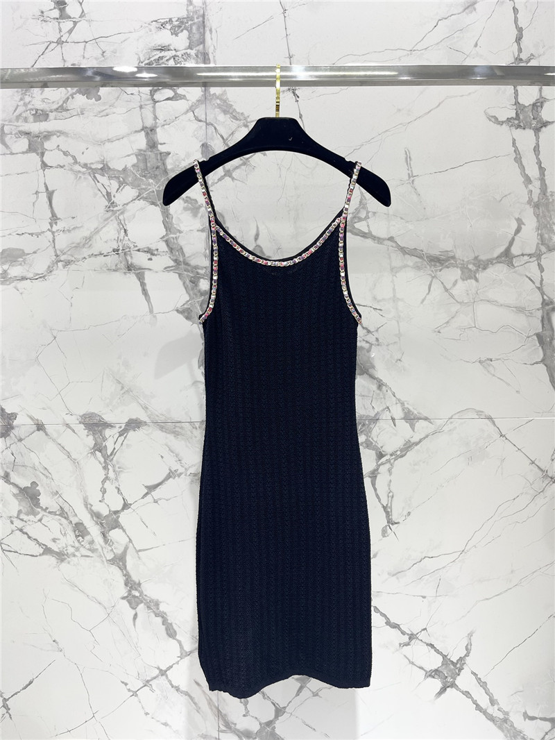 Ch**el double c color chain knitted camisole dress replica clothing