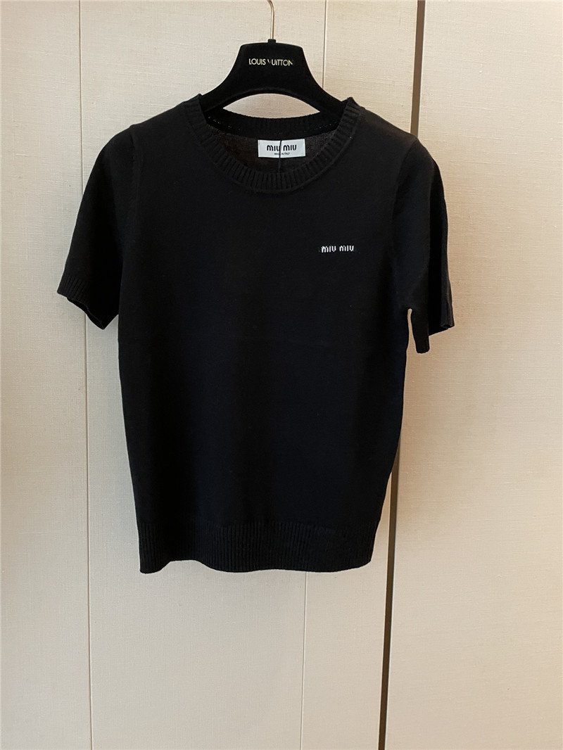 M1um1u logo short-sleeved sweater replica d&g clothing