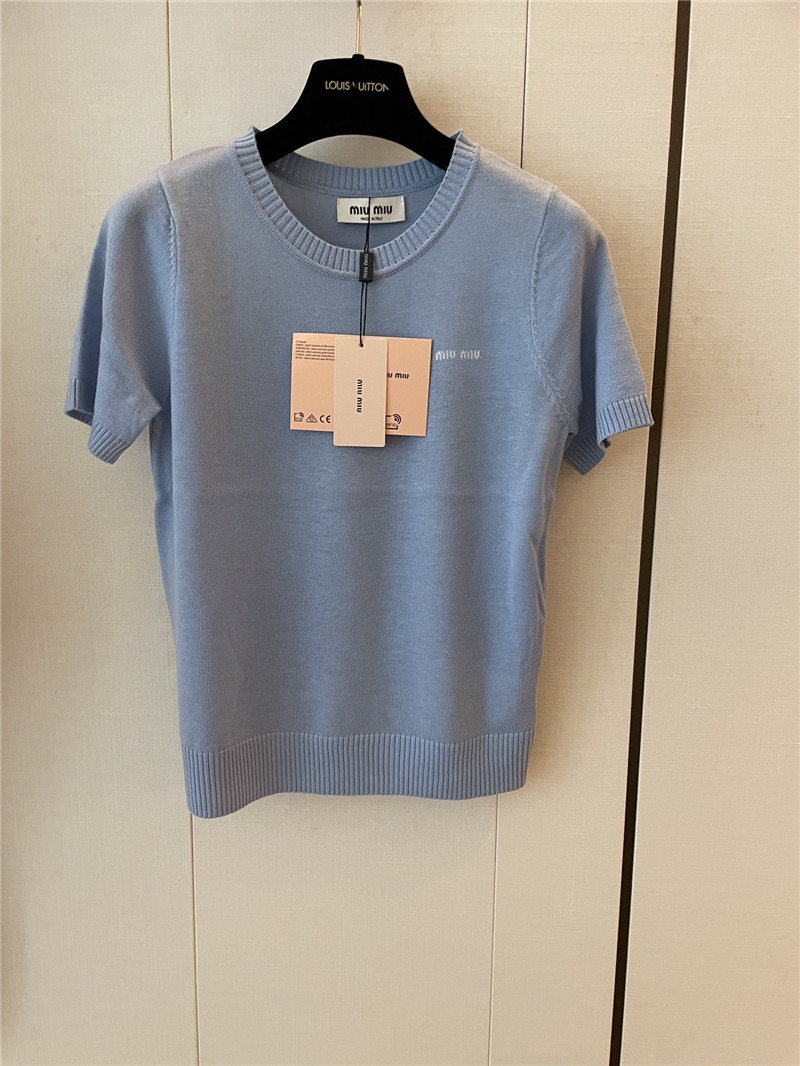M1um1u logo short-sleeved sweater replica d&g clothing