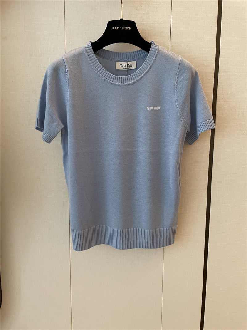 M1um1u logo short-sleeved sweater replica d&g clothing