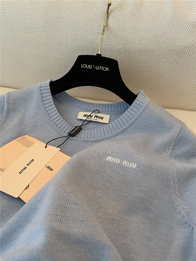 M1um1u logo short-sleeved sweater replica d&g clothing