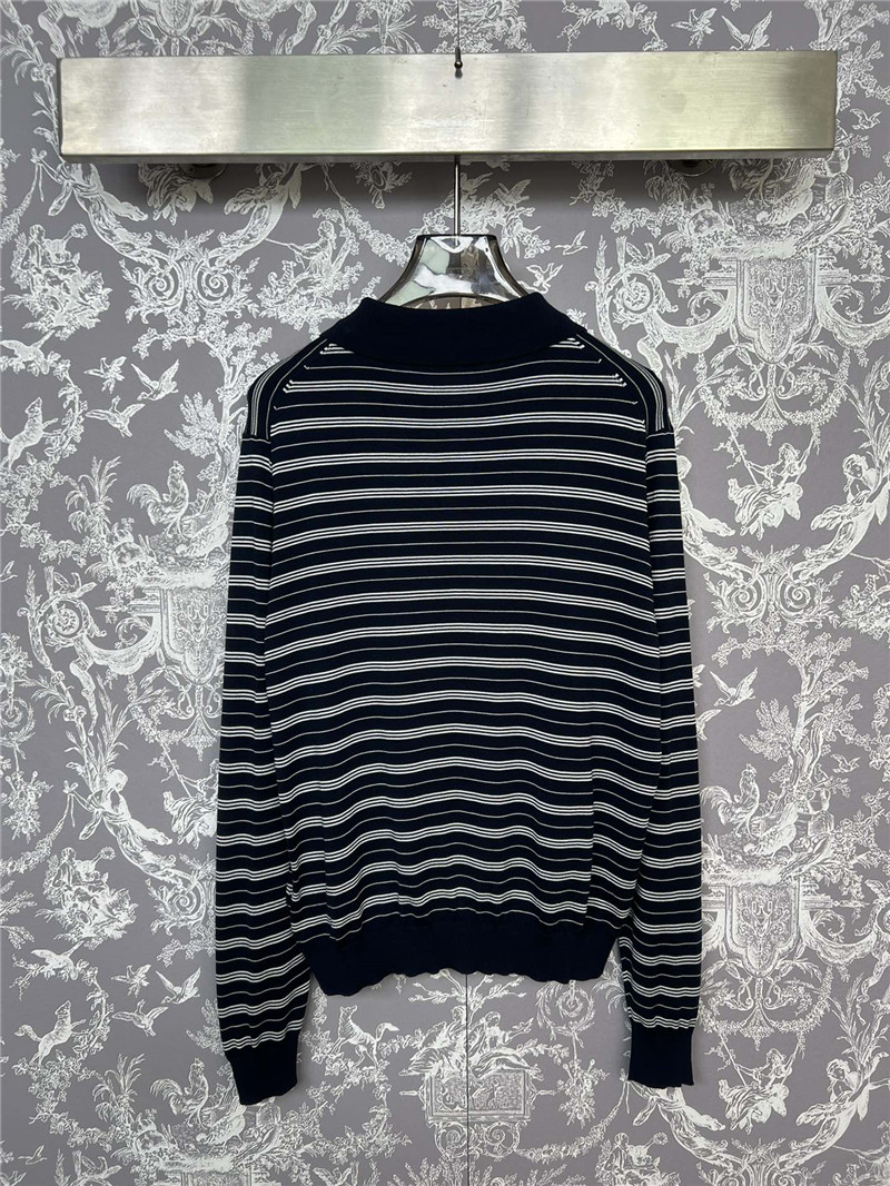 M1um1u new striped knitted polo long-sleeved replicas clothes