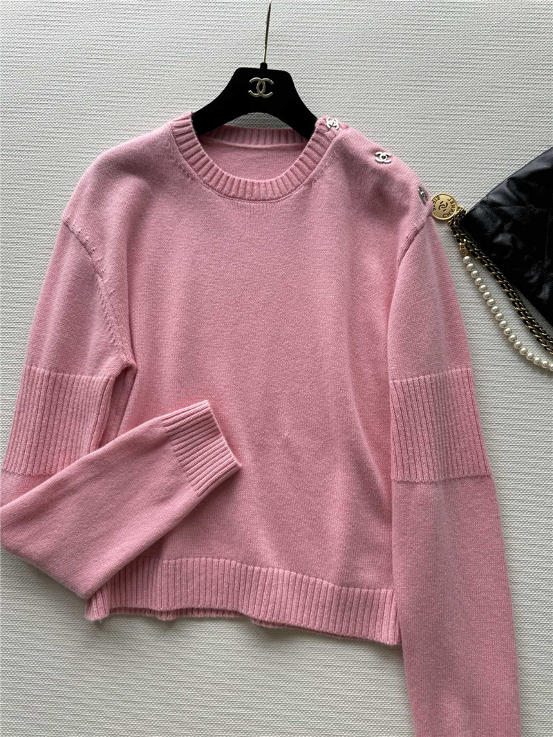 Ch**el logo shoulder button cashmere sweater replica clothing