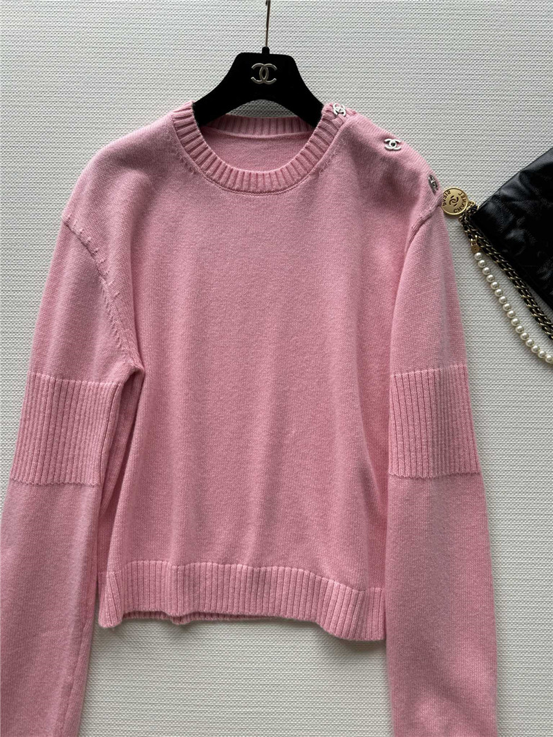 Ch**el logo shoulder button cashmere sweater replica clothing