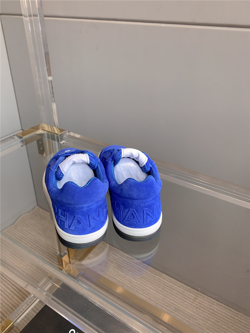 Ch**el blue suede lace-up sneakers