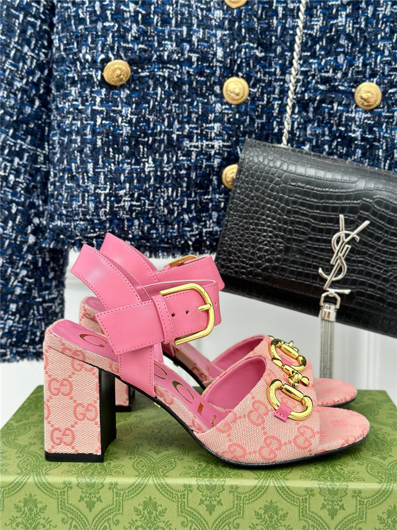 Gvc*1 horsebit sandal in pink gg canvas
