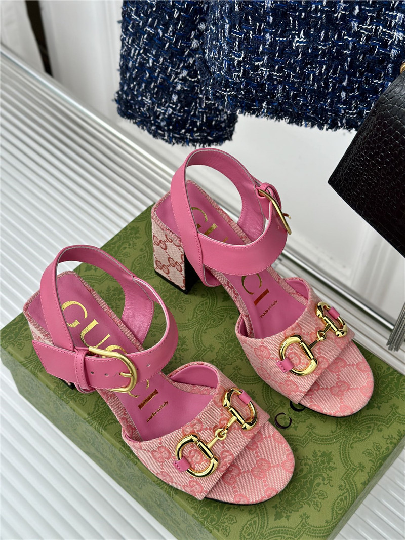Gvc*1 horsebit sandal in pink gg canvas