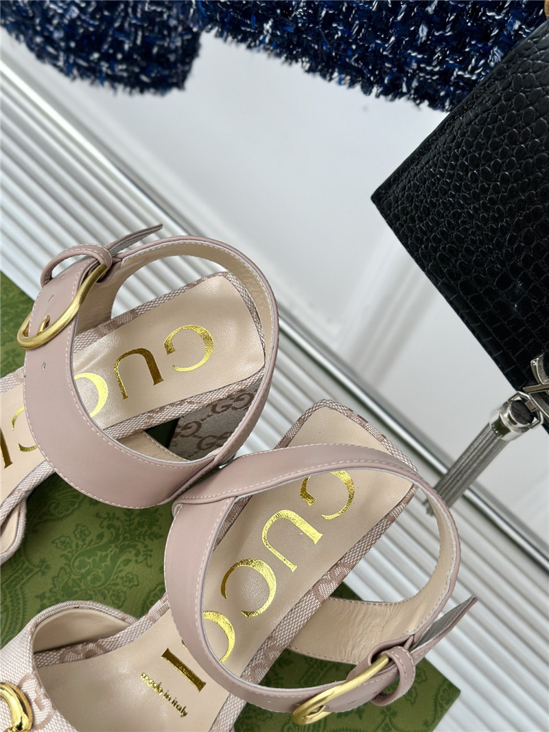 Gvc*1 horsebit sandal in neutral and nude gg canvas
