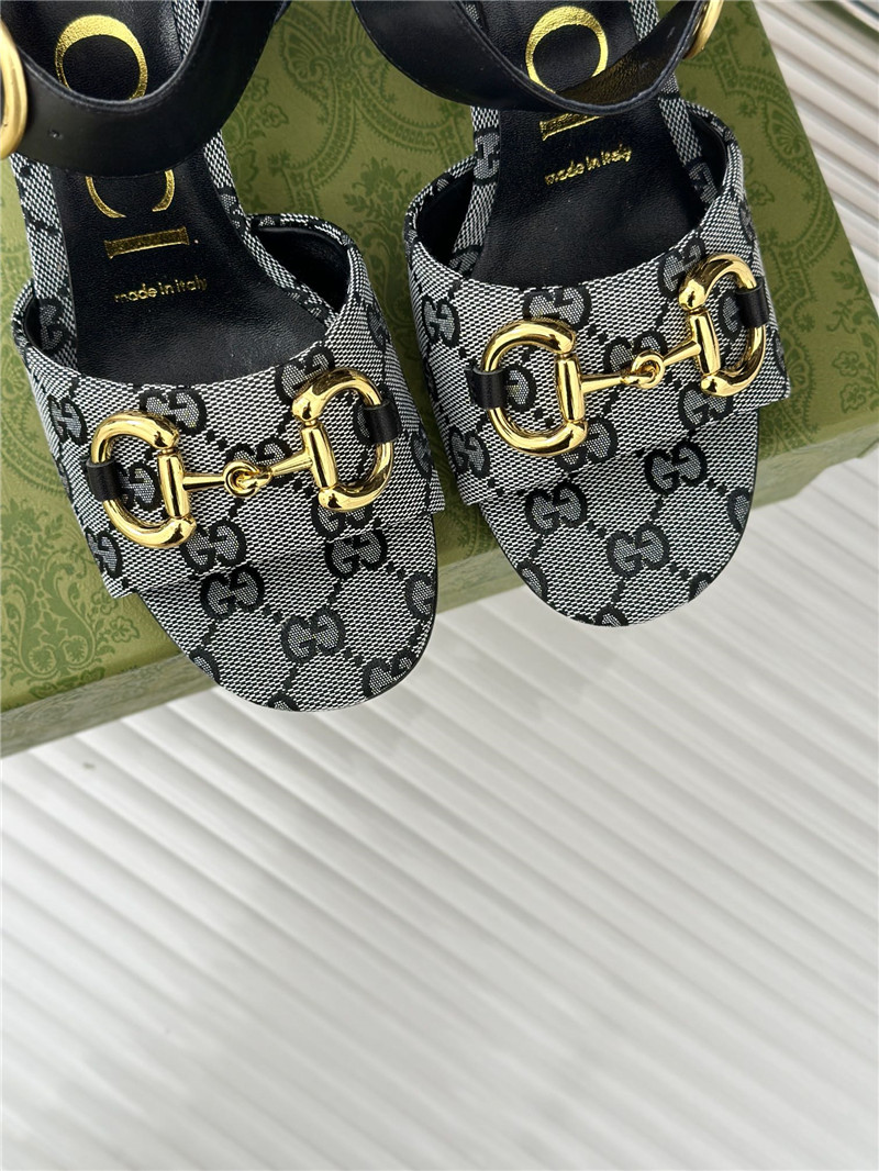 Gvc*1 horsebit sandal in black and white gg canvas