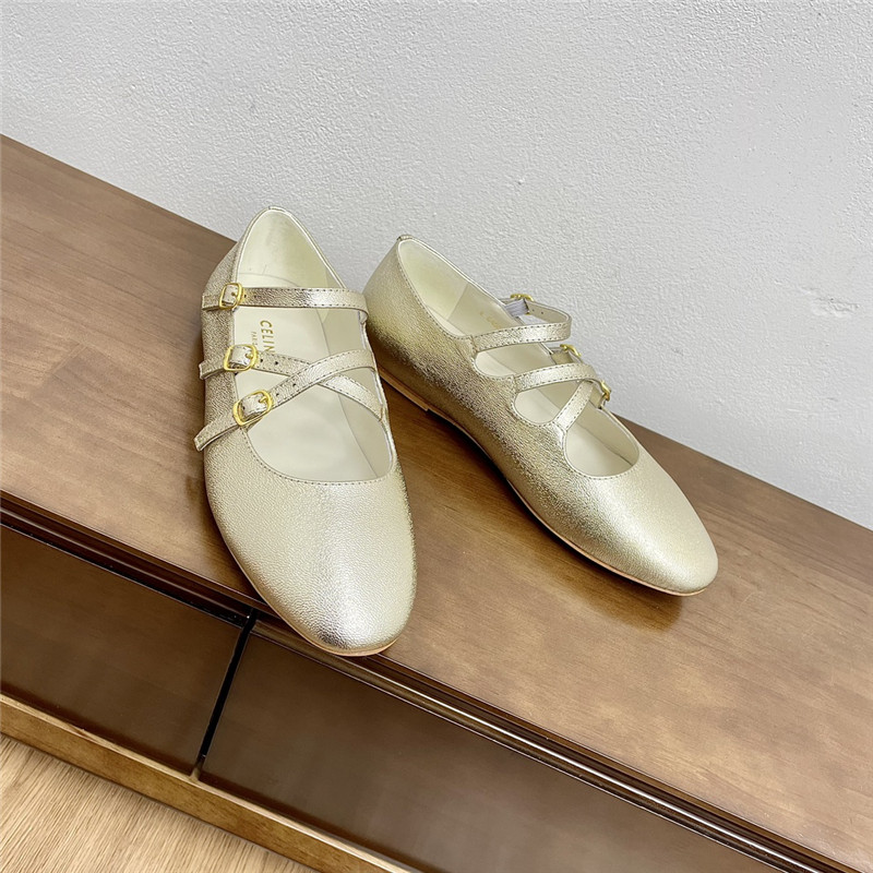 Ce1i*e criss-cross ballerinas in silver smooth leather