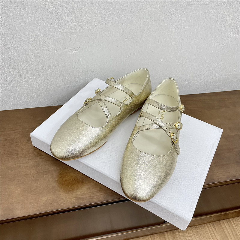 Ce1i*e criss-cross ballerinas in silver smooth leather