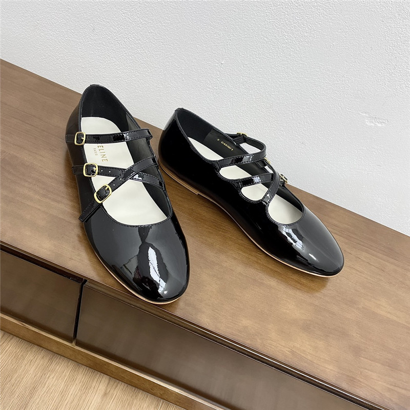 Ce1i*e criss-cross babies ballerinas black patent calfskin