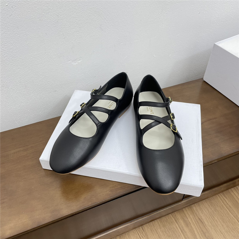 Ce1i*e criss-cross ballerinas black smooth leather