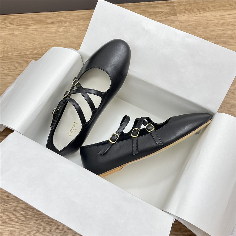 Ce1i*e criss-cross ballerinas black smooth leather