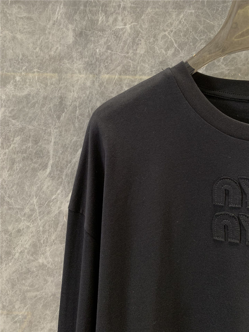 M1um1u patch logo long sleeve t-shirt replica clothes