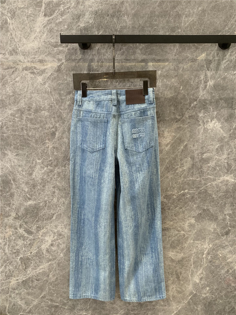 M1um1u striped tie-dyed denim trousers replica d&g clothing