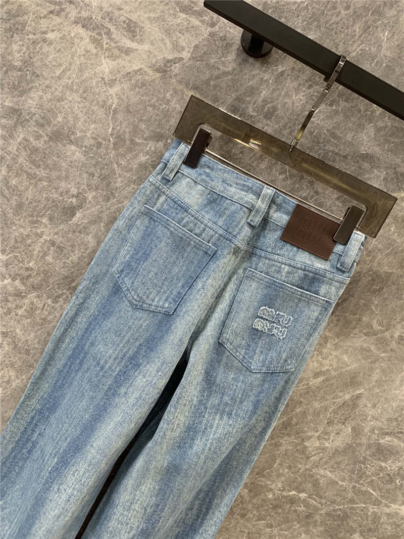 M1um1u striped tie-dyed denim trousers replica d&g clothing