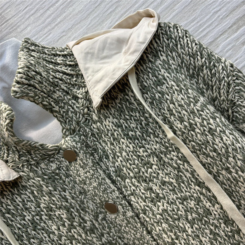 Moncler olive green wool blend knitted jacket replica clothing