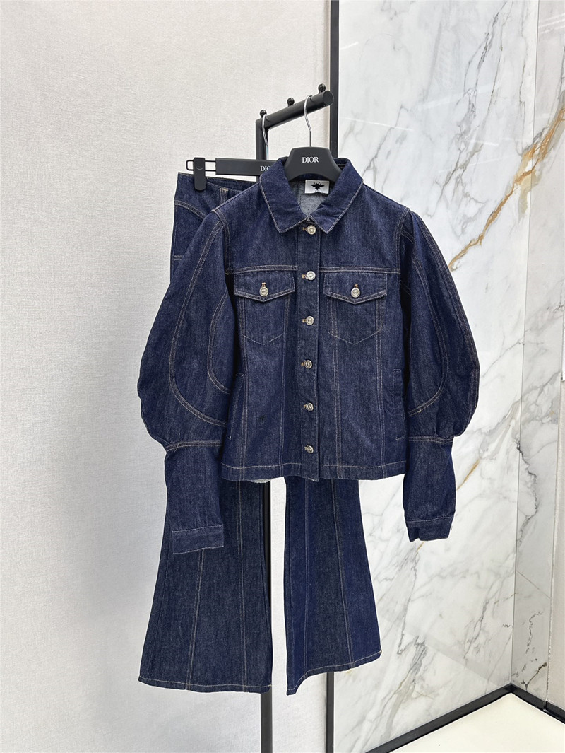 D10r puff sleeve lapel denim jacket replica clothes