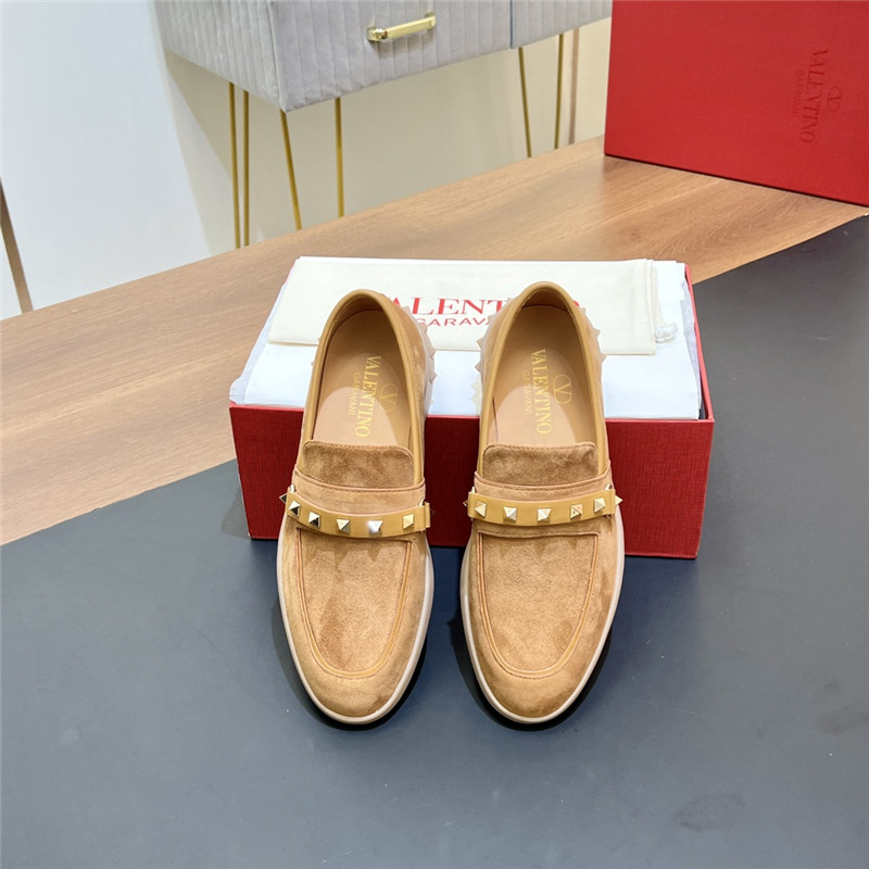 Va1e*ntin0 leisure flows split leather loafer light camel