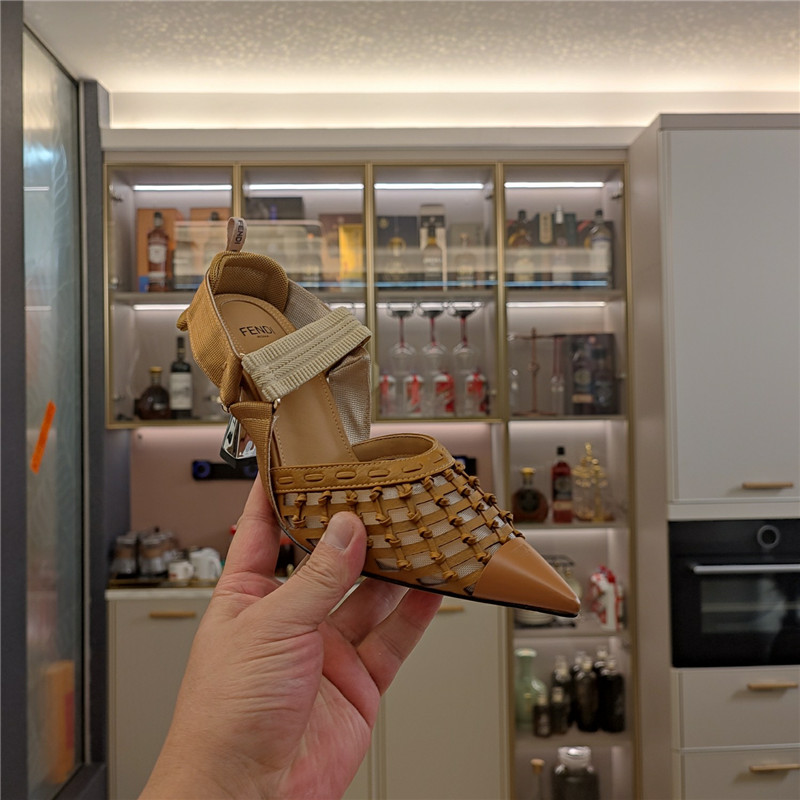 F**di mesh trim colibrì pumps in brown leather