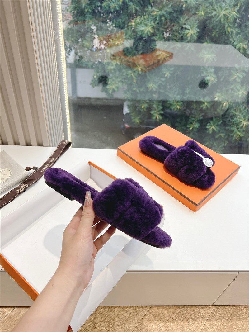 H**me5 shearling h cut-out izmir sandal purple