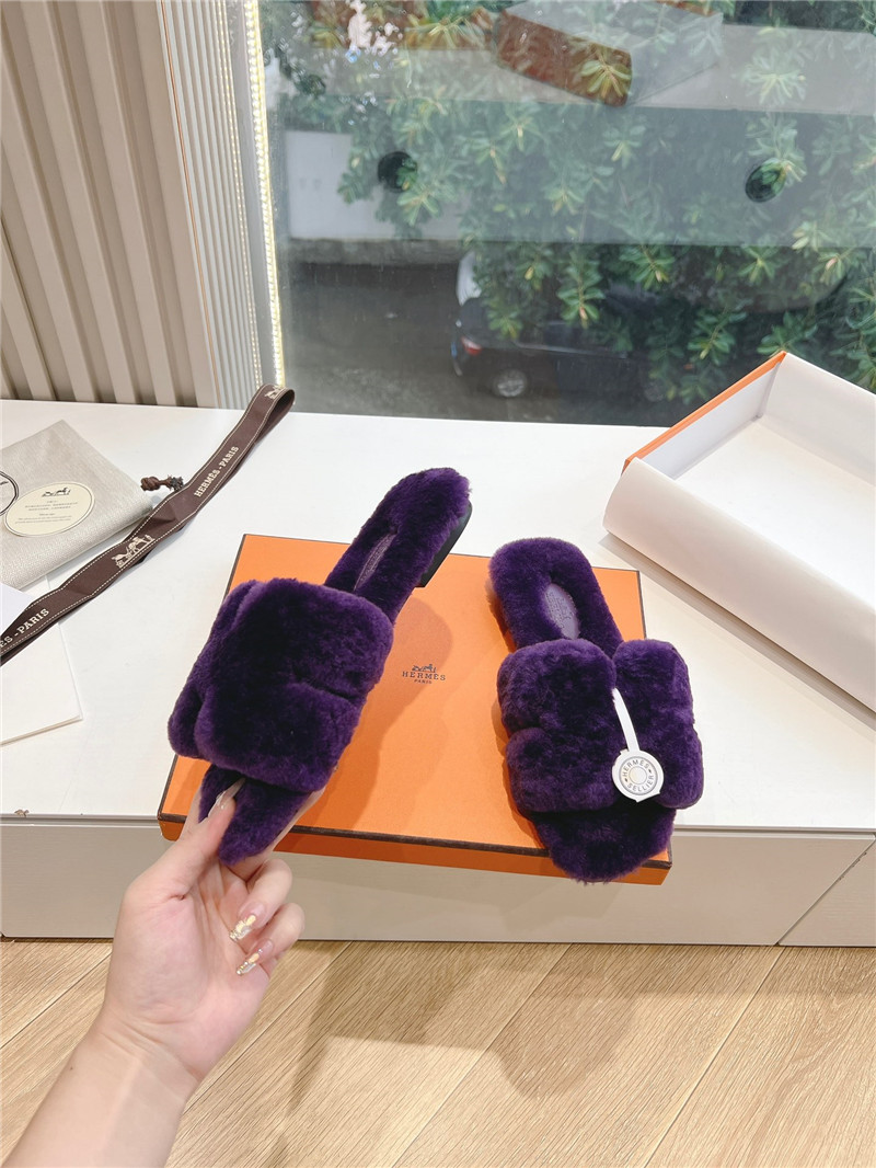 H**me5 shearling h cut-out izmir sandal purple