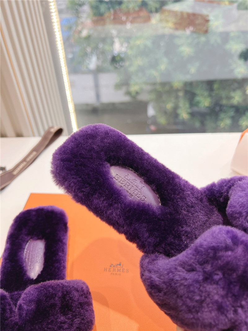 H**me5 shearling h cut-out izmir sandal purple