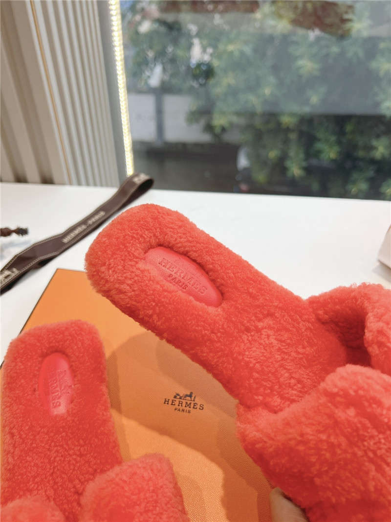 H**me5 shearling h cut-out izmir sandals in orange