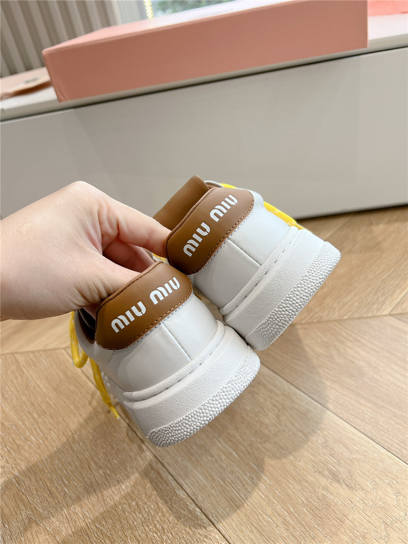 Miu Miu White Lace Up Low Top Sneakers